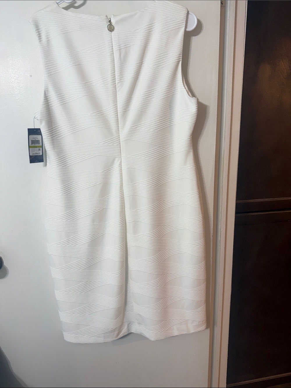 Tommy Hilfiger White Textured Sheath Dress